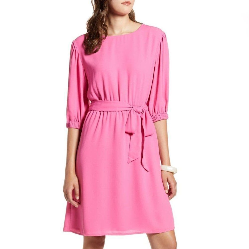 Halogen Balloon Sleeve Dress size Large in Pink - NEW